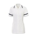 Women's Comfort Stretch Tunic (White with Navy Trim) - H152W