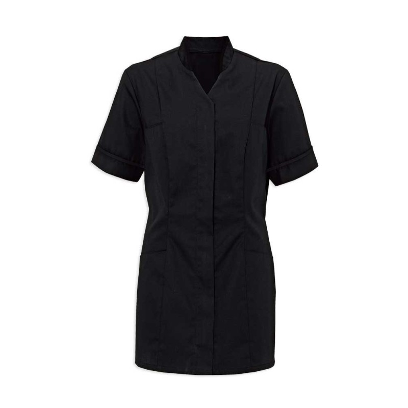 Women's Mandarin Collar Tunic (Black with Black Trim) - NF20