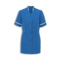Women's Mandarin Collar Tunic (Hospital Blue with White Trim) - NF20