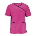 Men's Stretch Scrub Top (Pink with Black Trim) - NM43