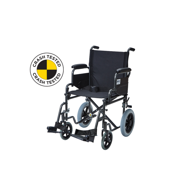Alerta Car Transit Wheelchair, Crash Tested, Drop-Down Arms, Puncture-Proof Tyres