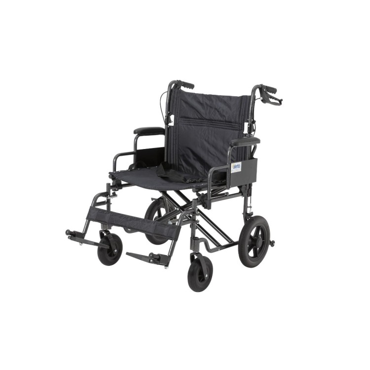 Alerta Car Transit Wide Heavy-Duty Aluminium Wheelchair, Puncture-Proof Tyres, 182kg Capacity