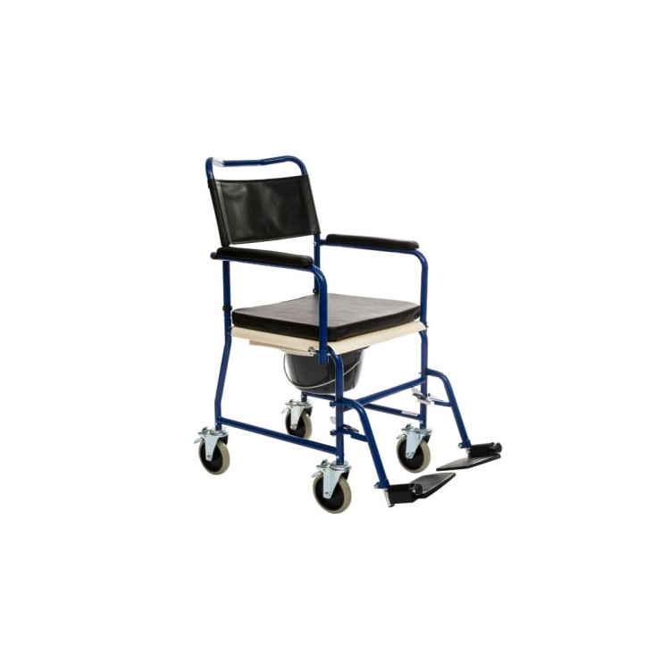 Alerta Commode & Transfer Chair, Drop Armrests, Braked Castors, Padded Seat
