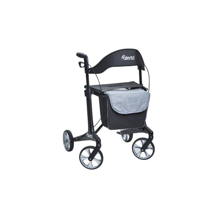 Four-Wheel Carbon Ultra-Lite Rollator, Satin Black, Lightweight Support for Active Mobility