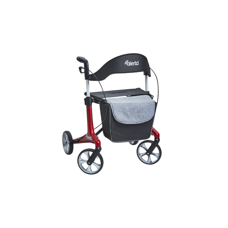 Four-Wheel Carbon Ultra-Lite Rollator, Low Seat, Satin Red, Lightweight Comfort and Stability