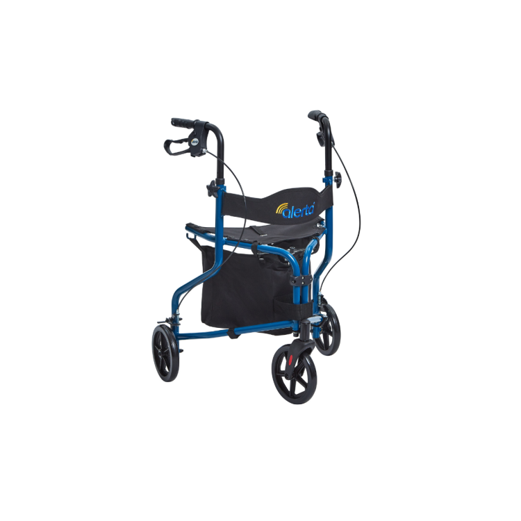 Three-Wheel Aluminium Walker with Seat & Bag, Foldable Lightweight Mobility Aid