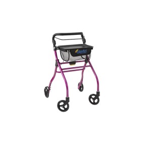 Alerta Four-Wheel Aluminium Lightweight Indoor Rollator, Compact, Foldable Rollator with Tray and Basket