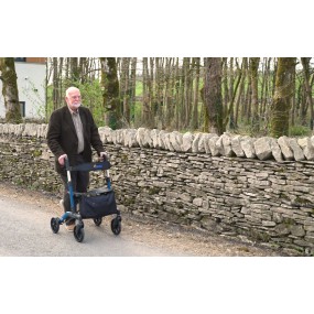 Alerta Four-Wheel Aluminium Dual-Folding Rollator, Lightweight, Quick-Fold, Adjustable Mobility Aid