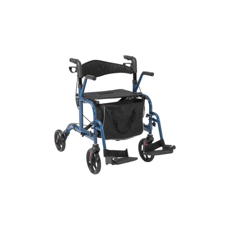 Alerta Aluminium Lightweight 2-in-1 Wheelchair Rollator, Hybrid Mobility, Convertible Design, Comfort-Focused