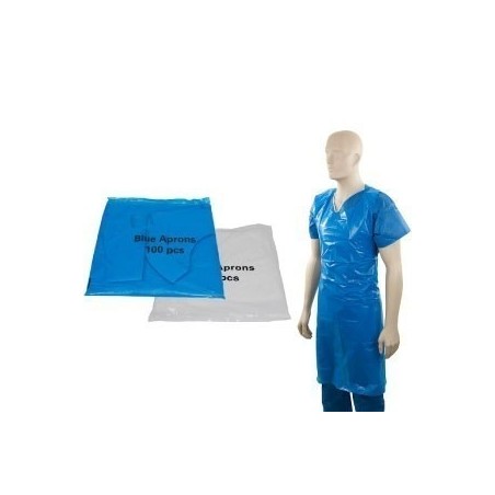 Heavy-Duty Flat Packed Disposable Aprons - Blue