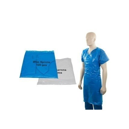 Heavy-Duty Flat Packed Disposable Aprons - Blue