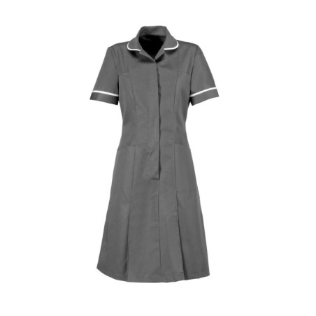 Zip Front Dress (Convoy Grey with White Trim) - HP297