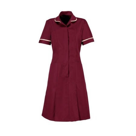 Zip Front Dress (Burgundy with Ivory Trim - HP297