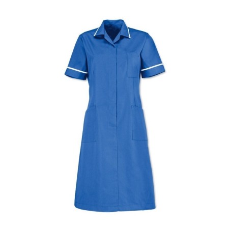 Zip Front Dress (Hospital Blue with White Trim) - D312