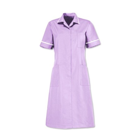Zip Front Dress (Lilac with White Trim) - D312