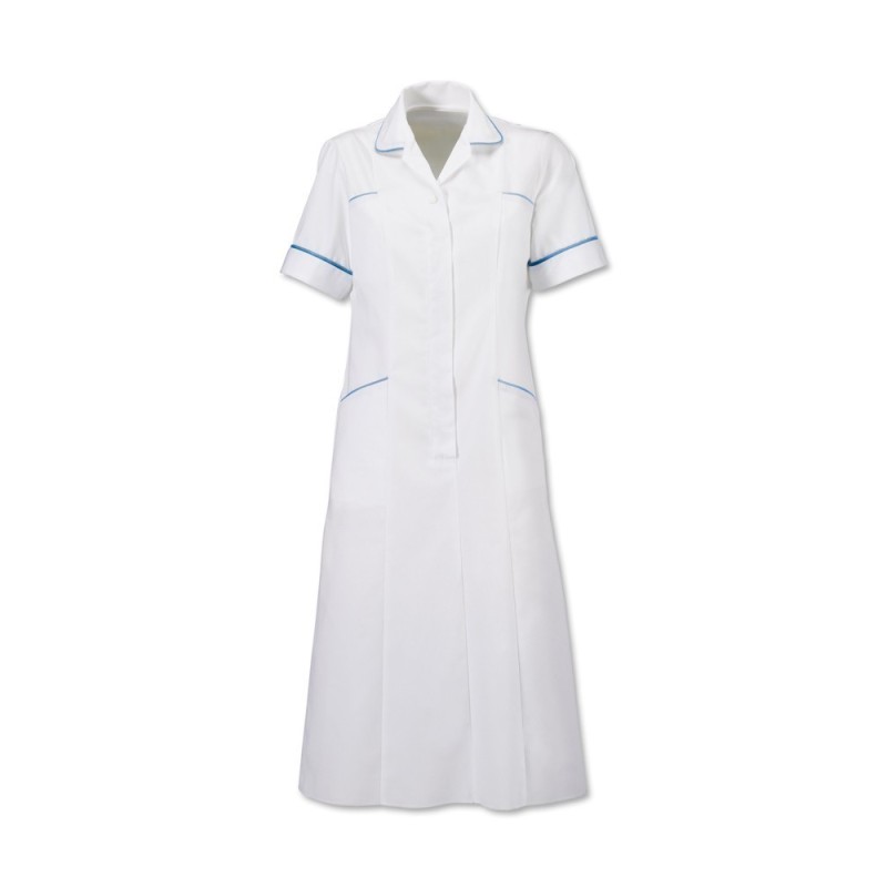 Trim Dress (White with Hospital Blue Trim) - H211W