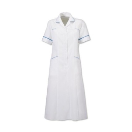Trim Dress (White With Hospital Blue Trim) H211W