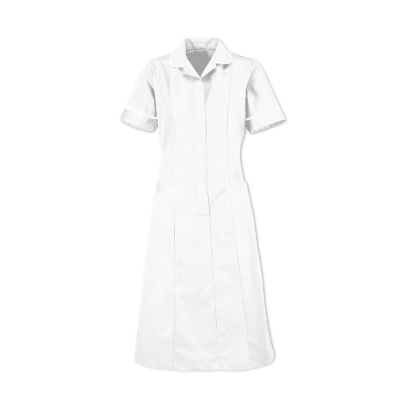 Soft Brushed Dress (White with White Trim) - D308