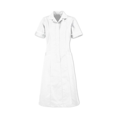 Soft Brushed Dress (White with White Trim) - D308
