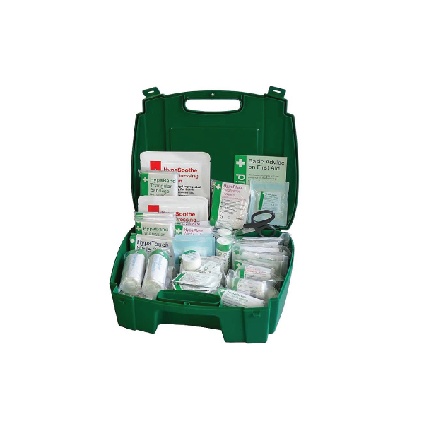 First aid kit and consumables to maintain safety and compliance in care environments